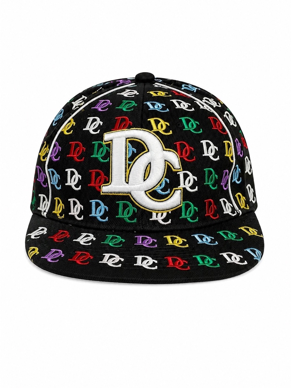 Washington DC Flat Bill Snapback Hat Black Embroidered Logo Streetwear